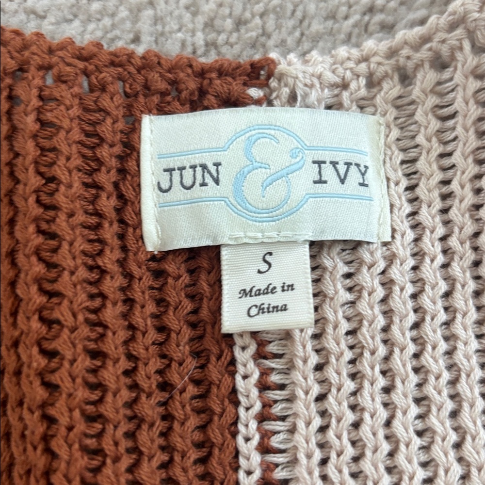 Colorblock Ribbed Knit Wrap Tank Top - Rust & Cream - Picture 5 of 7